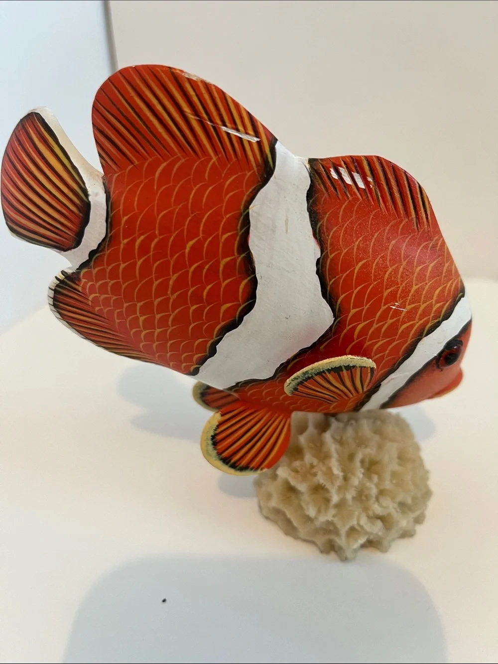 Orange & White Clownfish Aquarium Ornament - Decorative Fish Accent